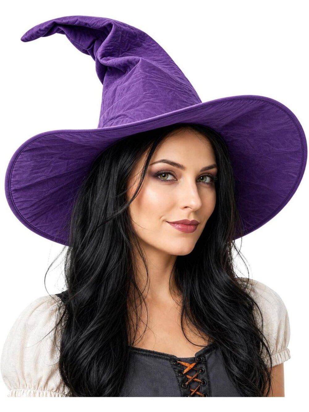 Women's Purple Halloween Wizard Witch Hat Masquerade Costume Accessory For Party